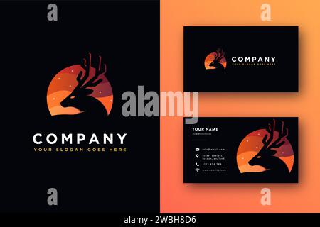 Modern minimalist deer logo icon vector template on black background Stock Vector