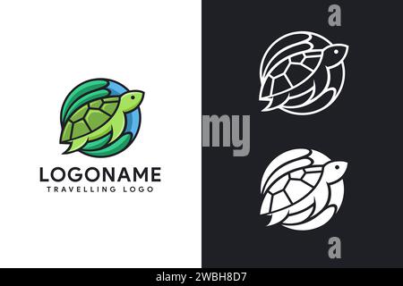 modern colorful Coral logo, turtle logo icon vector illustration template Stock Vector