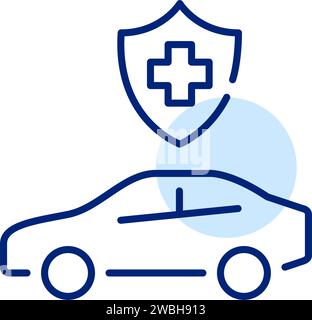 Healthcare insurance for car driving. Pixel perfect, editable stroke Stock Vector