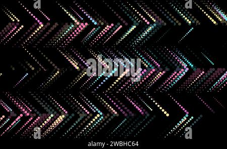 Holographic dotted arrows geometric abstract tech background. Vector art colorful design Stock Vector