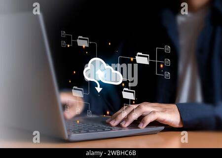 cloud computing shown in hand cloud technology data storage Stock Photo