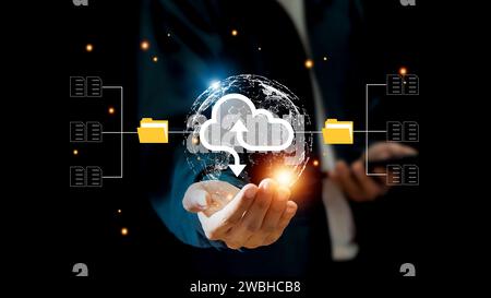 cloud computing shown in hand cloud technology data storage Stock Photo
