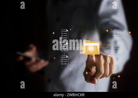 document management organizing organizational information document visualization record management Efficient online document file information software Stock Photo