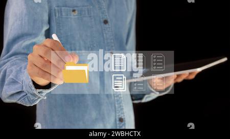 document management organizing organizational information document visualization record management Efficient online document file information software Stock Photo