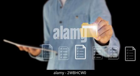 document management organizing organizational information document visualization record management Efficient online document file information software Stock Photo