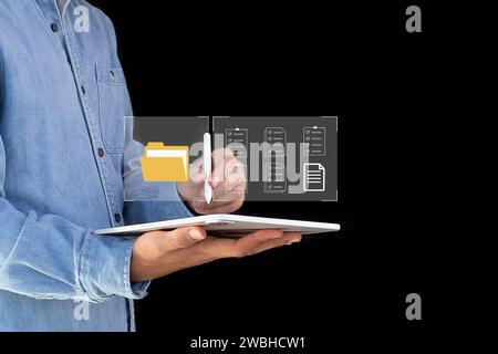 document management organizing organizational information document visualization record management Efficient online document file information software Stock Photo