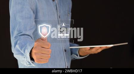 User authentication system with username and password cyber security concept Security technology protects personal information. Stock Photo