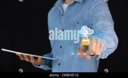 cloud computing shown in hand cloud technology data storage Stock Photo