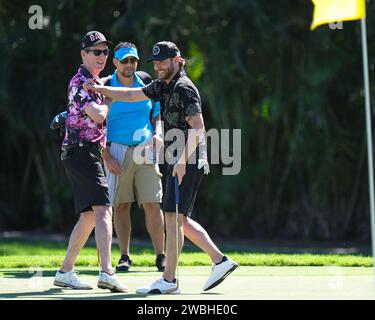 Honolulu, Hawaii, USA. 10th Jan, 2024. Actor Jensen Ackles having fun with his teammates during the Pro/Am day at the Sony Open at Waialae Country Club in Honolulu, Hawaii. Glenn Yoza/CSM/Alamy Live News Stock Photo