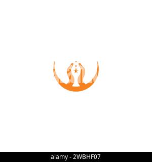 Hand Star Logo Simple Design. Hand Moon Logo Stock Vector