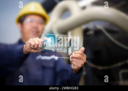 Remote machine operation engineer Stock Photo