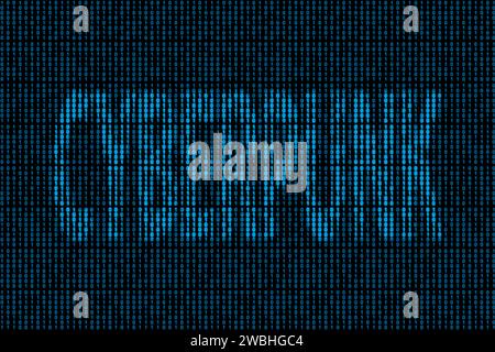 Subliminal message "Cyberpunk" hidden in binary code. Stock Photo