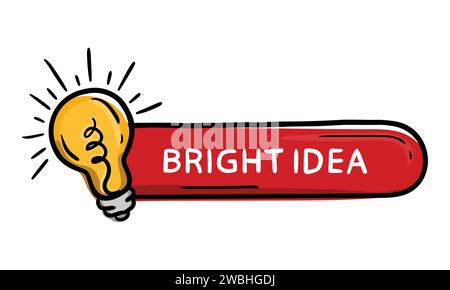 Bright Red Oval Sticker Button For Design Doodle Hand Drawn With Percentage Icon And Bright Idea Lettering Stock Vector