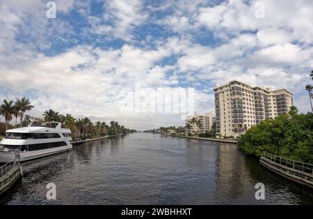 Looking along the river at Delray Beach in Florida, USA Stock Photo