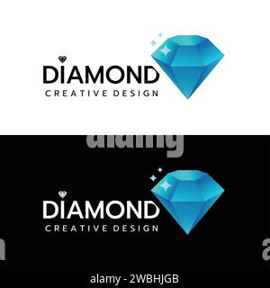 Beautiful Diamond jewelry Logo Template, Stylized image of Diamond logo icon, Diamond jewelry on white background Vector illustration Stock Vector