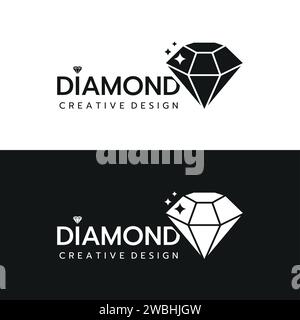 Beautiful Diamond jewelry Logo Template, Stylized image of Diamond logo icon, Diamond jewelry on white background Vector illustration Stock Vector