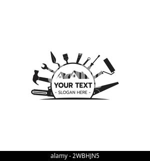 House Builder Logo,House Repair Service,Construction Building Worker Tool Handyman concept on white background Vector illustration Stock Vector