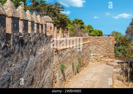 Defensive wall of the Gibralfaro Castle (Castillo de Gibralfaro). Malaga, Andalusia, Spain Stock Photo