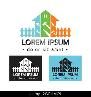 House Builder Logo,House Repair Service,Construction Building Worker Tool Handyman concept on white background vector illustration Stock Vector