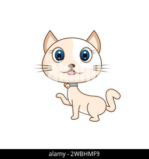 Cute cat in cartoon style isolated, Cat mascot on white background vector illustration Stock Vector