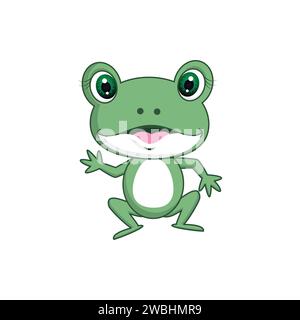 Cute frog in cartoon style isolated, Cute Frog mascot on white background vector illustration Stock Vector