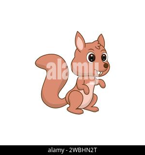 Cute squirrel cartoon style isolated on white background vector illustration Stock Vector