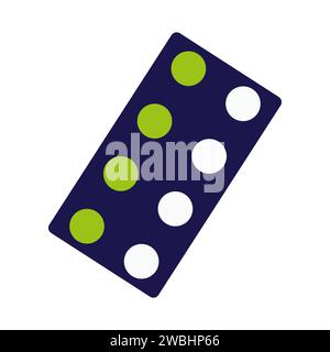Pill blister with round tablet, medicines. Medical package with medicaments, drugs. Painkillers in pack. Pharmacy prescription concept. Flat vector il Stock Vector