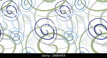 Seamless linear geometric pattern with Colorful Spirals. Abstract line drawing. Irregular chaotically crossed curved lines texture. Colorful flat simp Stock Vector