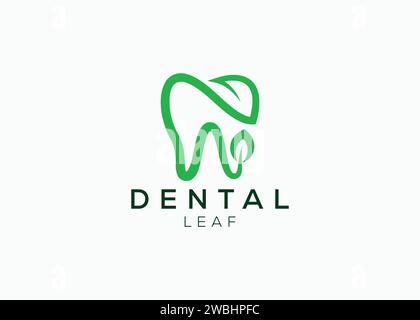 Dental leaf logo design vector template. Natural dental vector logo Stock Vector