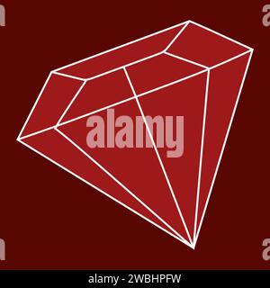 Vector illustration of a Red gemstone icon. Red gem icon. Ruby vector flat and linear isolated illustration. Geometric Royal stone, Jewelry making con Stock Vector