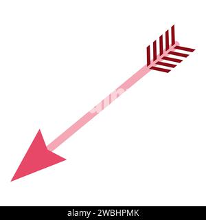 Cupid arrow. Valentine day symbol. Vector Flat illustration isolated on white. Love and Feeling concept, Design art icon. Decorative element for Card, Stock Vector