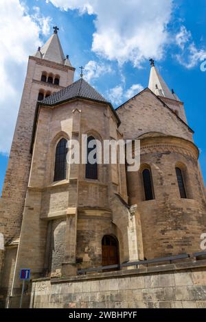 Rear View Of St. George's Basilica at Prague Castle Complex, Prague, Czech Republic Stock Photo