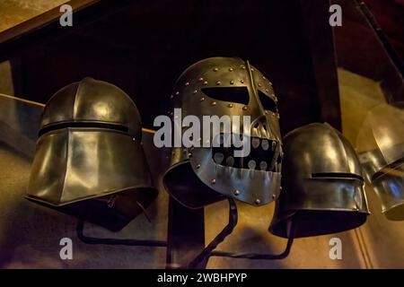 Knight Helmets, Prague, Czech Republic Stock Photo