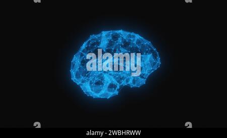 3D brain with Plexus on dark background Stock Photo