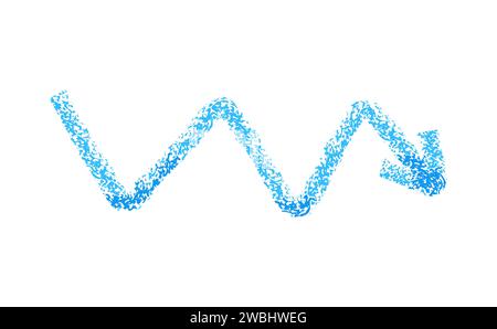 Hand drawn doodle chalk crayon brush math school sign for diagrams. blue arrow in colored grunge style. Freehand simple wax icon Stock Vector