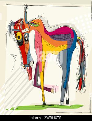 The horse, abstract art colorful vector card Stock Vector