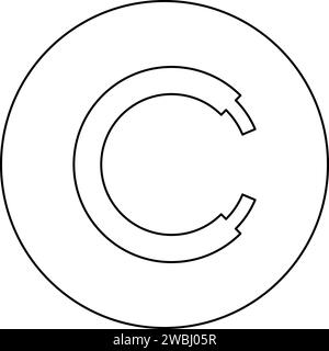 Rope line hawser cable electric circle shape for car icon in circle round black color vector illustration image outline contour line thin style simple Stock Vector