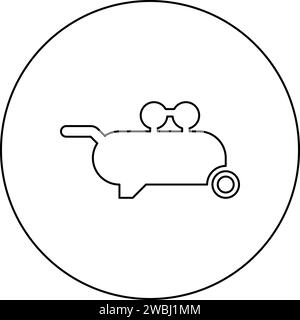 Air compressor pneumatic icon in circle round black color vector illustration image outline contour line thin style simple Stock Vector