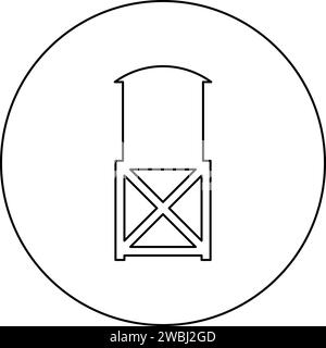 Water tower elevated industrial construction tank icon in circle round black color vector illustration image outline contour line thin style simple Stock Vector