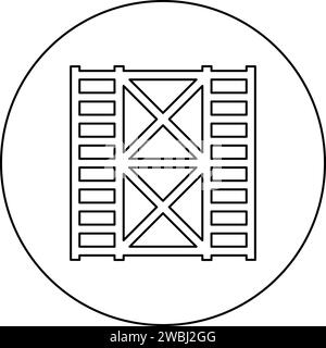 Scaffolding prefabricated construction frame floors two 2 icon in circle round black color vector illustration image outline contour line thin style Stock Vector