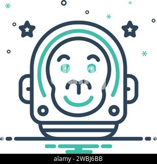 Icon for monkey of the space,astronaut Stock Vector