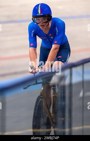 Apeldoorn, Netherlands. 11th Jan, 2024. APELDOORN, NETHERLANDS - JANUARY 10: Jonathan Milan of Italy competing in the Men's Team Pursuit during Day 1 of the 2024 UEC Track Elite European Championships at Omnisport on January 10, 2024 in Apeldoorn, Netherlands. (Photo by Joris Verwijst/BSR Agency) Credit: BSR Agency/Alamy Live News Stock Photo