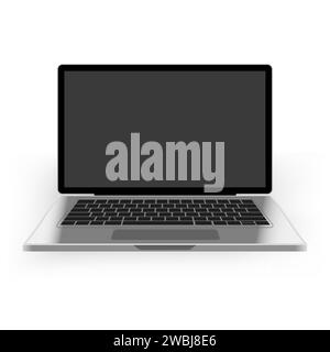 Laptop modern frameless with blank screen isolated on transparent background super high detailed photorealistic. Isometric 3D style template.For web a Stock Vector