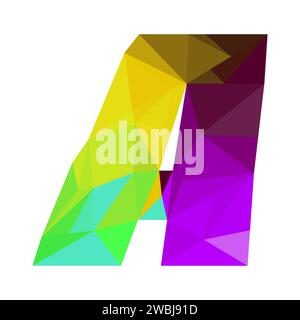 Polygonal letter A logo. Mosaic of alphabet. Triangles, Letter from geometric shapes. Stock Vector