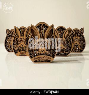 EASTER EGG Digital multilayer laser cut files are specially prepared for the laser cut, CNC router machine and other cutting machines. Stock Vector