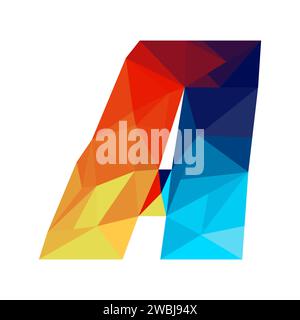 Polygonal letter A logo. Mosaic of alphabet. Triangles, Letter from geometric shapes. Stock Vector