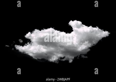 White clouds isolated on black background, clounds set on black. Sky design element. Brush Stock Photo