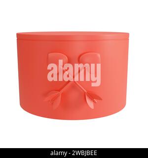 Red podium for product display with crossed cupid arrows isolated on white background. 3d rendering Stock Photo