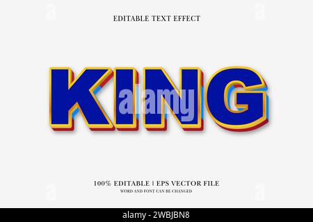 King title background Editable text effect, 3d text template, Stock Vector