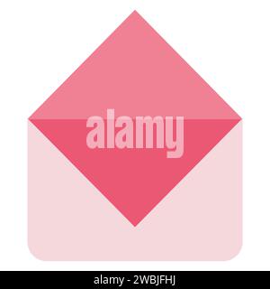 Pink Opened Blank Envelope Isolated On White Background. Vector Flat style illustration for Valentines Day Design, Cute Romantic Graphic for Card, Pos Stock Vector